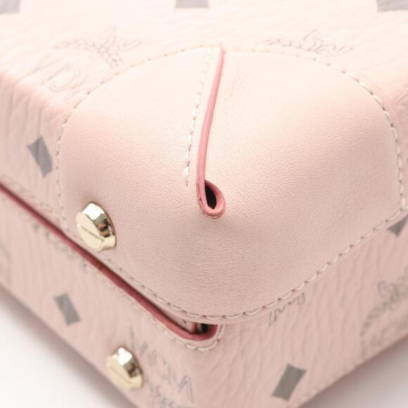 MCM Visetos Vanity Bag Handbag Leather Pink - Picture 5 of 7